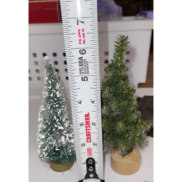 Vintage Flocked Bristle Bottle Brush & Plastic Christmas Village Trees Lot 4M - Picture 3 of 11